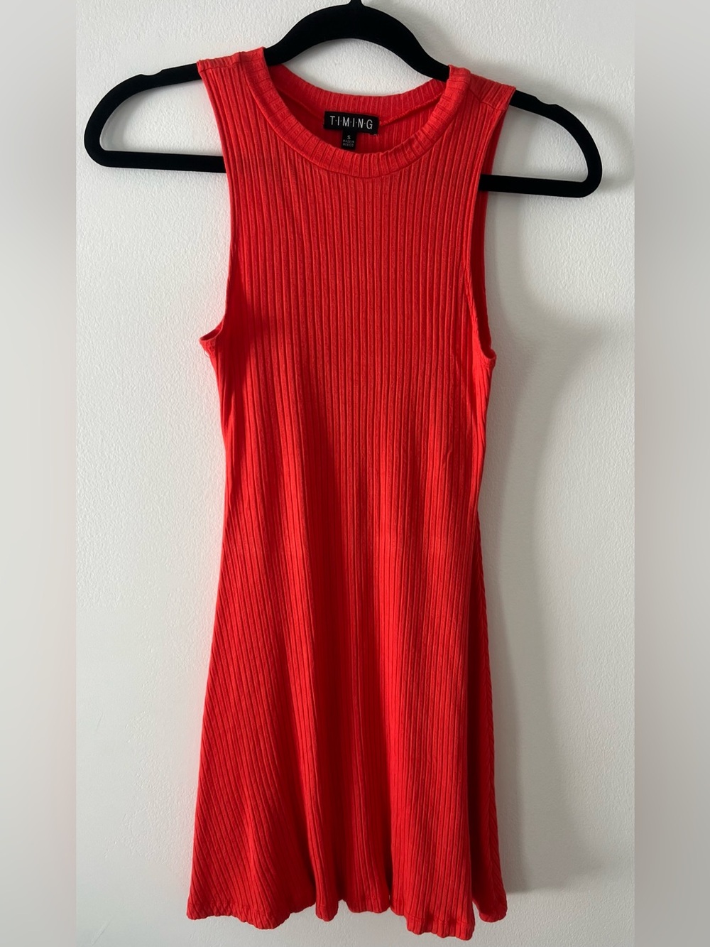 TIMING Red Ribbed Tank Dress sz S